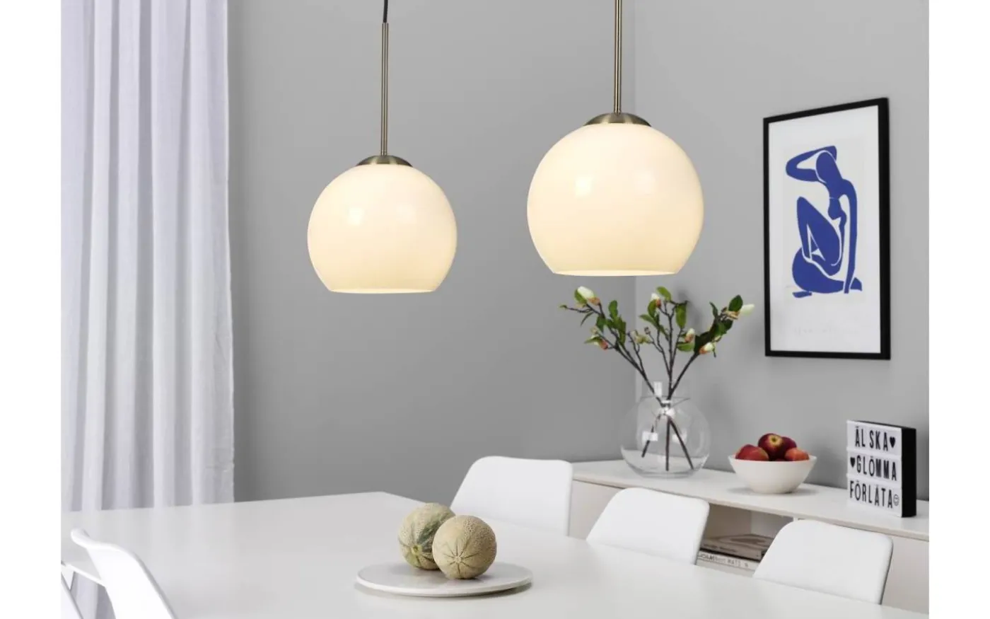 Salle Taklampa 82cm Antik/Opal