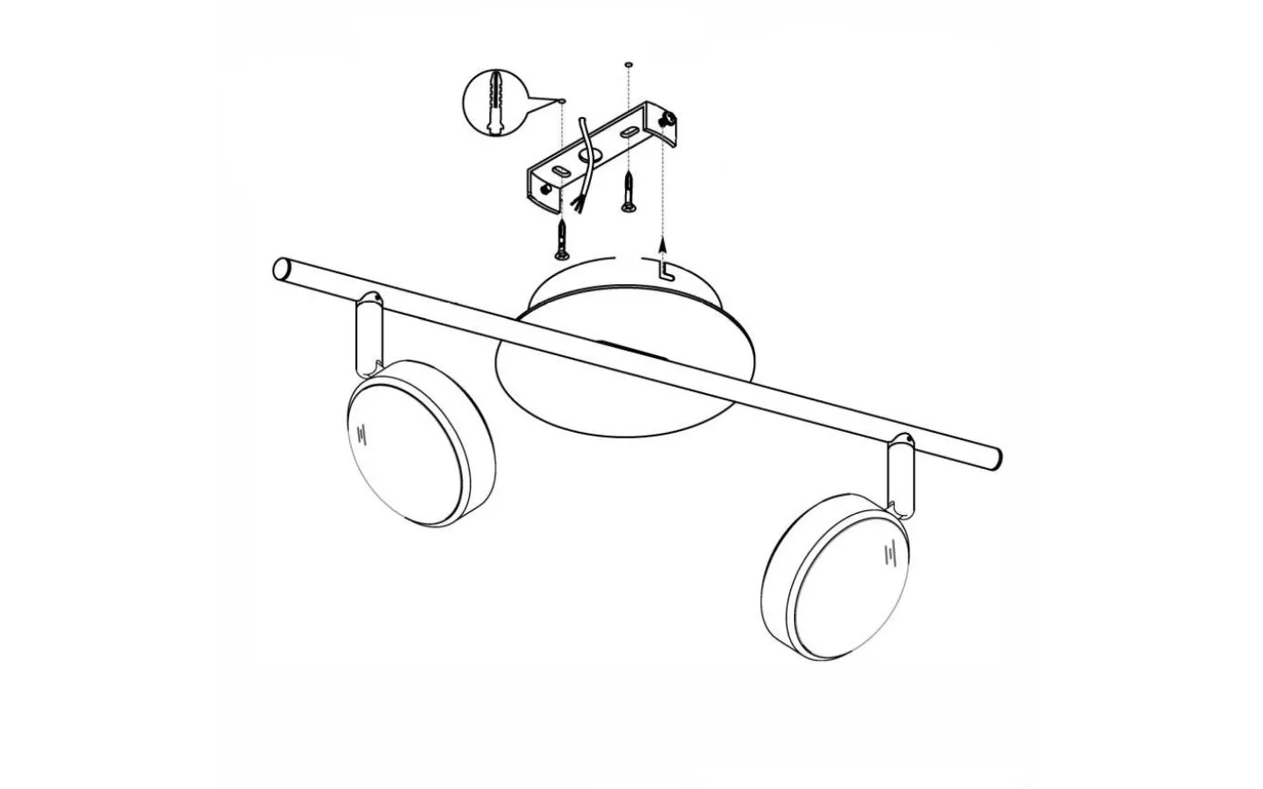 Salto Takspotlight 36cm LED 3000K 2x5,4W Krom