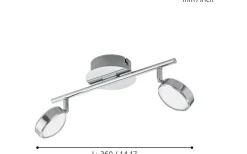 Salto Takspotlight 36cm LED 3000K 2x5,4W Krom