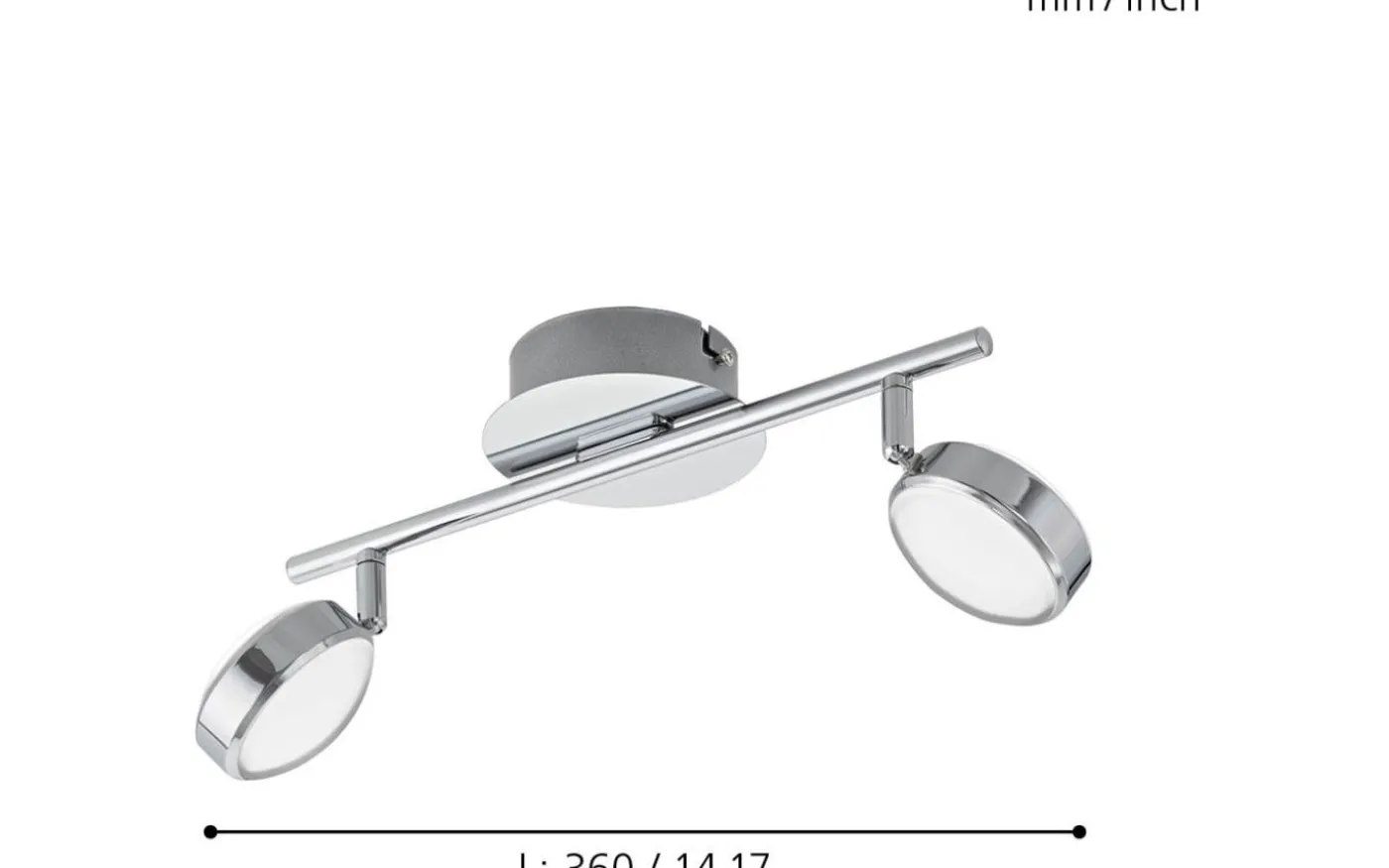 Salto Takspotlight 36cm LED 3000K 2x5,4W Krom