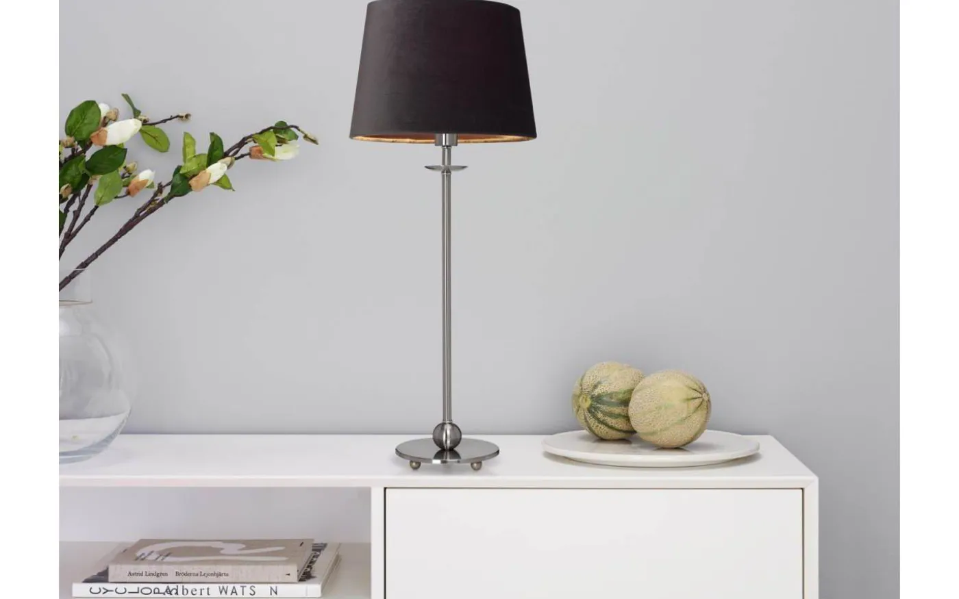 Sammet Lampskärm Oval 25cm Mörkgrå