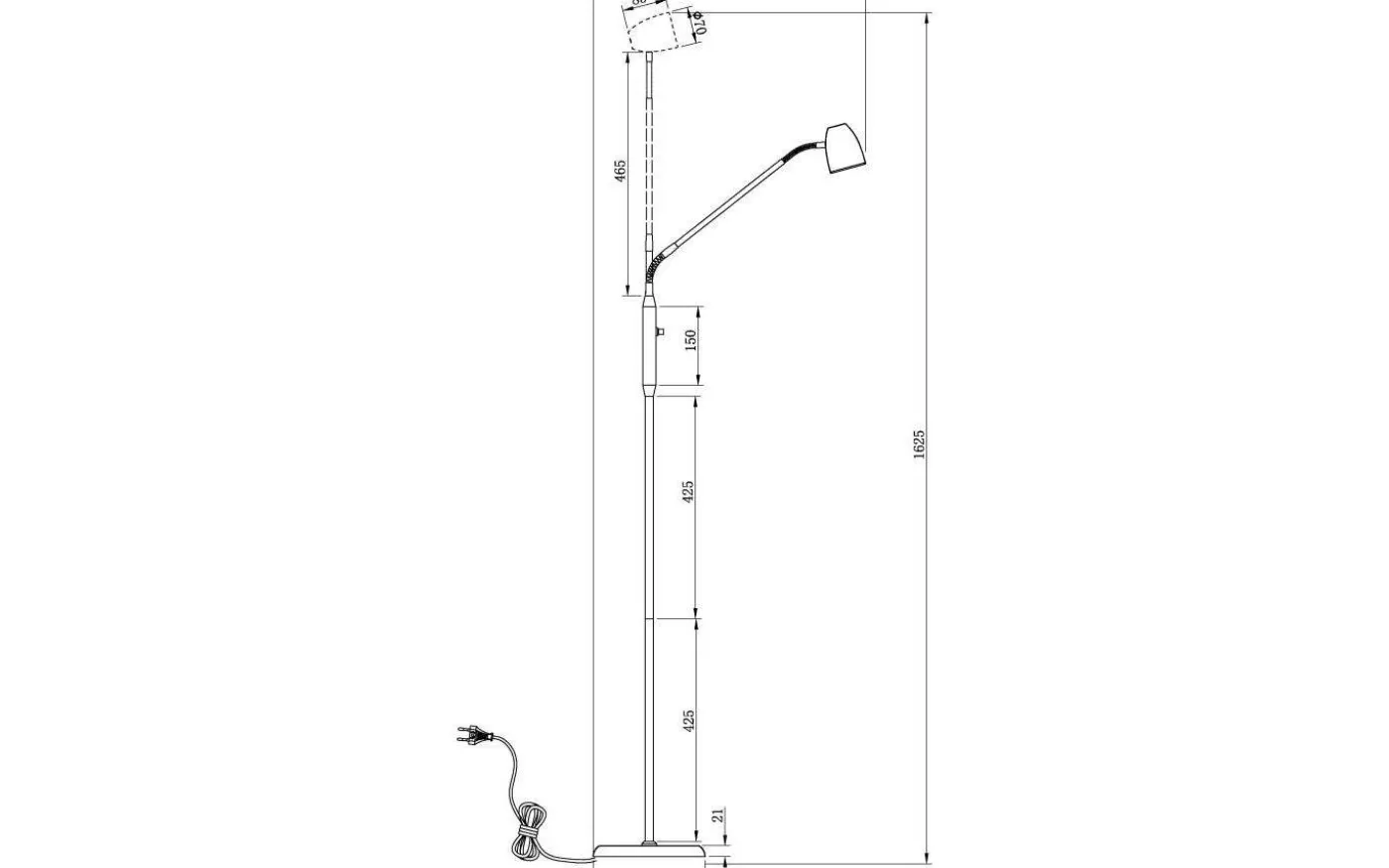 Sandnes Golvlampa 140cm Svart/Krom