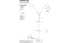Sandnes Golvlampa Dubbel 140cm Vit/Krom