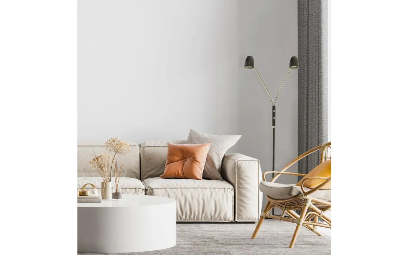 Sandnes Golvlampa Dubbel 140cm Svart/Krom