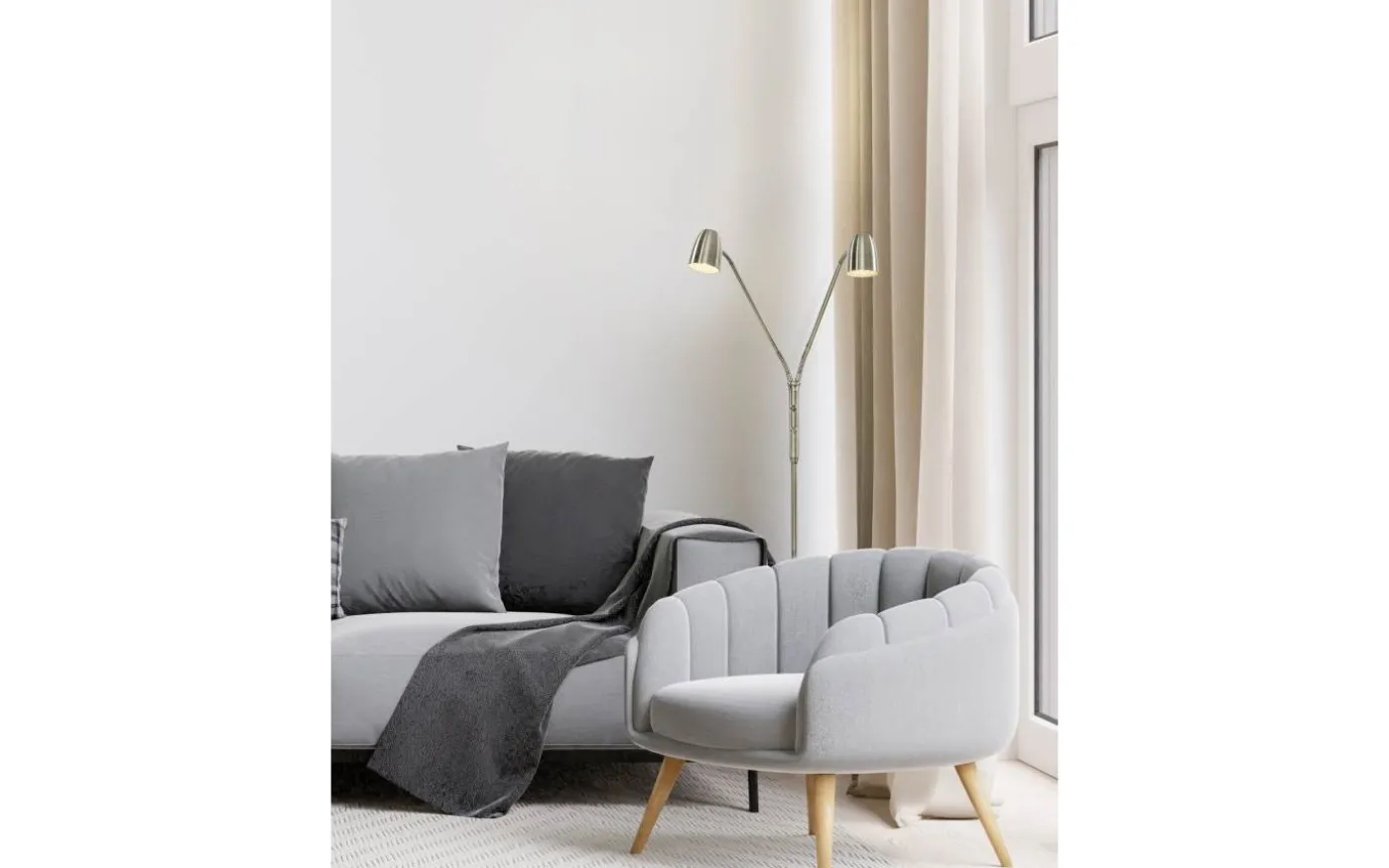 Sandnes Golvlampa Dubbel 140cm Stål