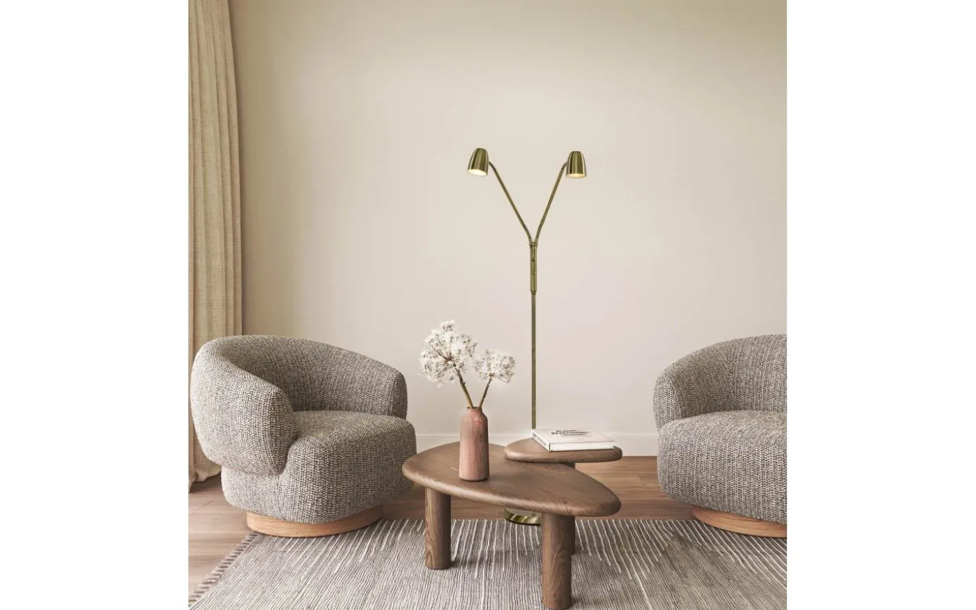 Sandnes Golvlampa Dubbel 140cm Antik