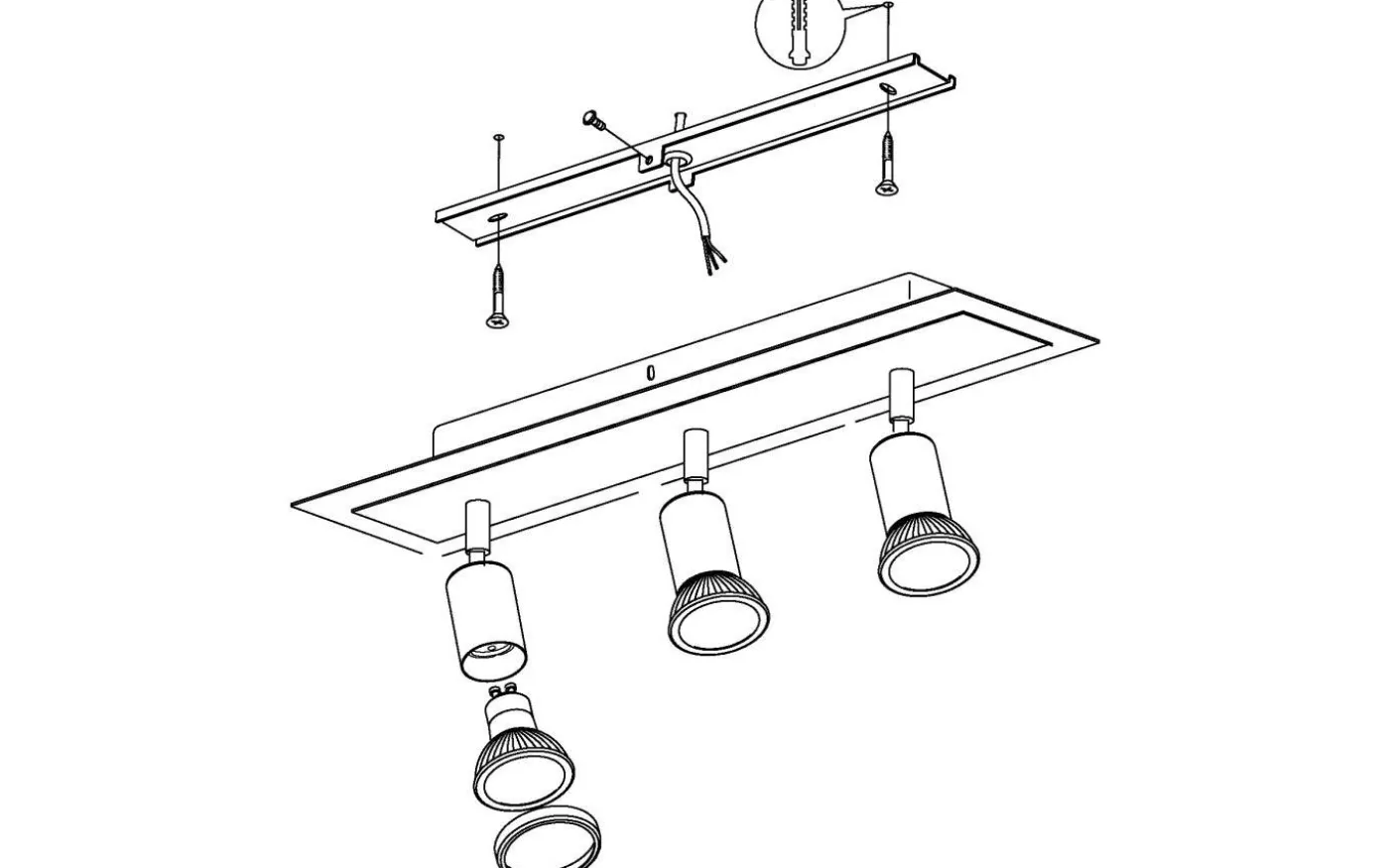 Sarria Takspotlight 46cm GU10 LED 3000K 3x4,5W Svart