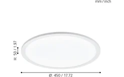 Sarsina Plafond 45cm LED 2700-6500K 19,5W med Fjärrkontroll Vit