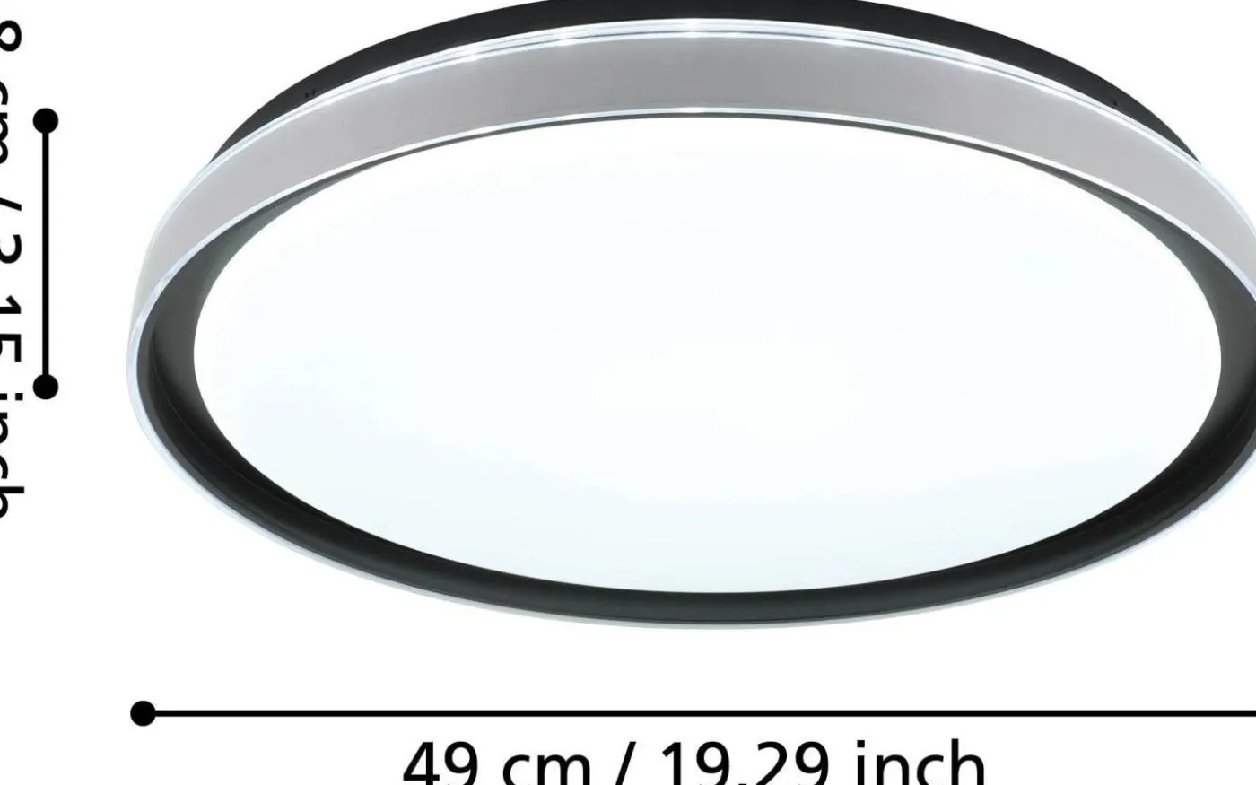 Seluci Plafond 49cm LED 3000-6500K 40W med Fjärrkontroll Svart