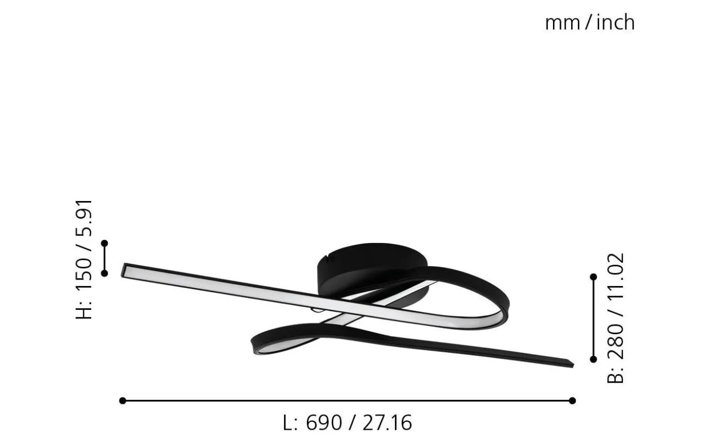 Selvina Plafond 69cm LED 3000K 21WSvart