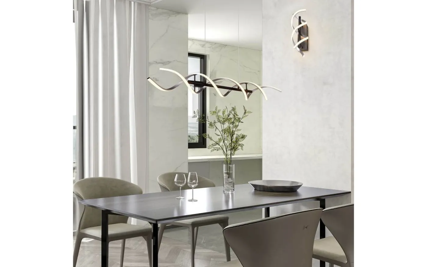 Sequence Vägglampa LED borstad aluminium/mattsvart