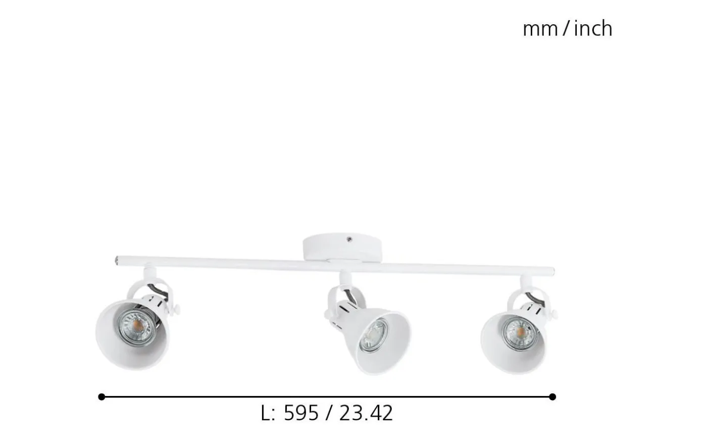 Seras Takspotlight 60cm GU10 LED 3000K 3x3W Vit