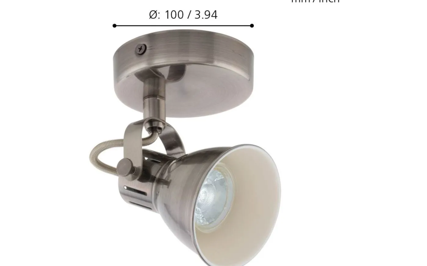 Seras Takspotlight 10cm GU10 LED 3000K 3W Nickel