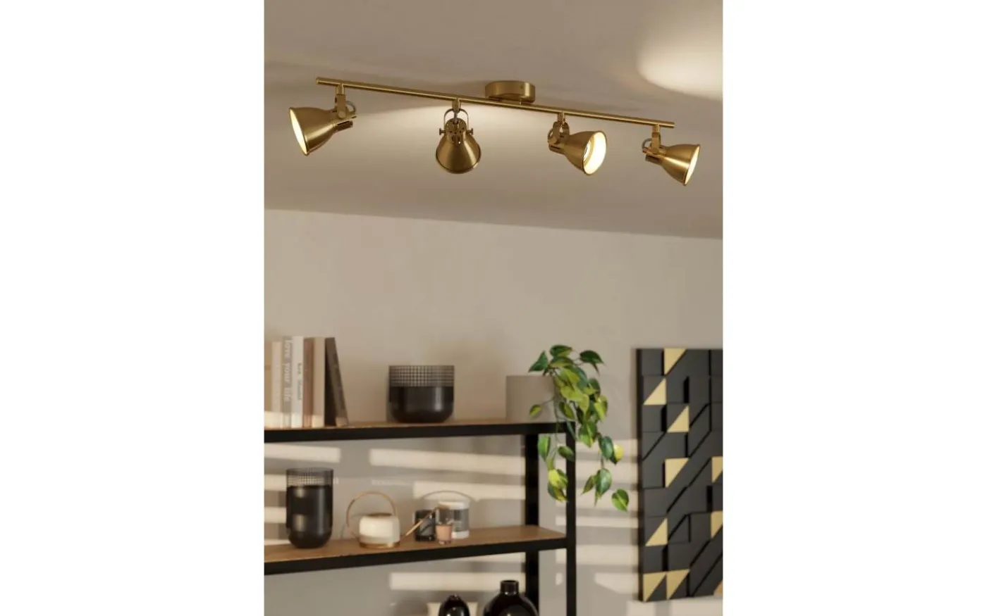 Seras Takspotlight 77cm GU10 LED 3000K 4x3W Borstad Mässing