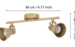 Seras Takspotlight 37cm GU10 LED 3000K 2x3W Borstad Mässing