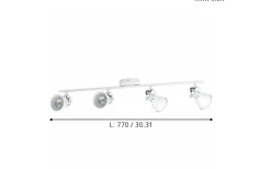 Seras Takspotlight 77cm GU10 LED 3000K 4x3W Vit