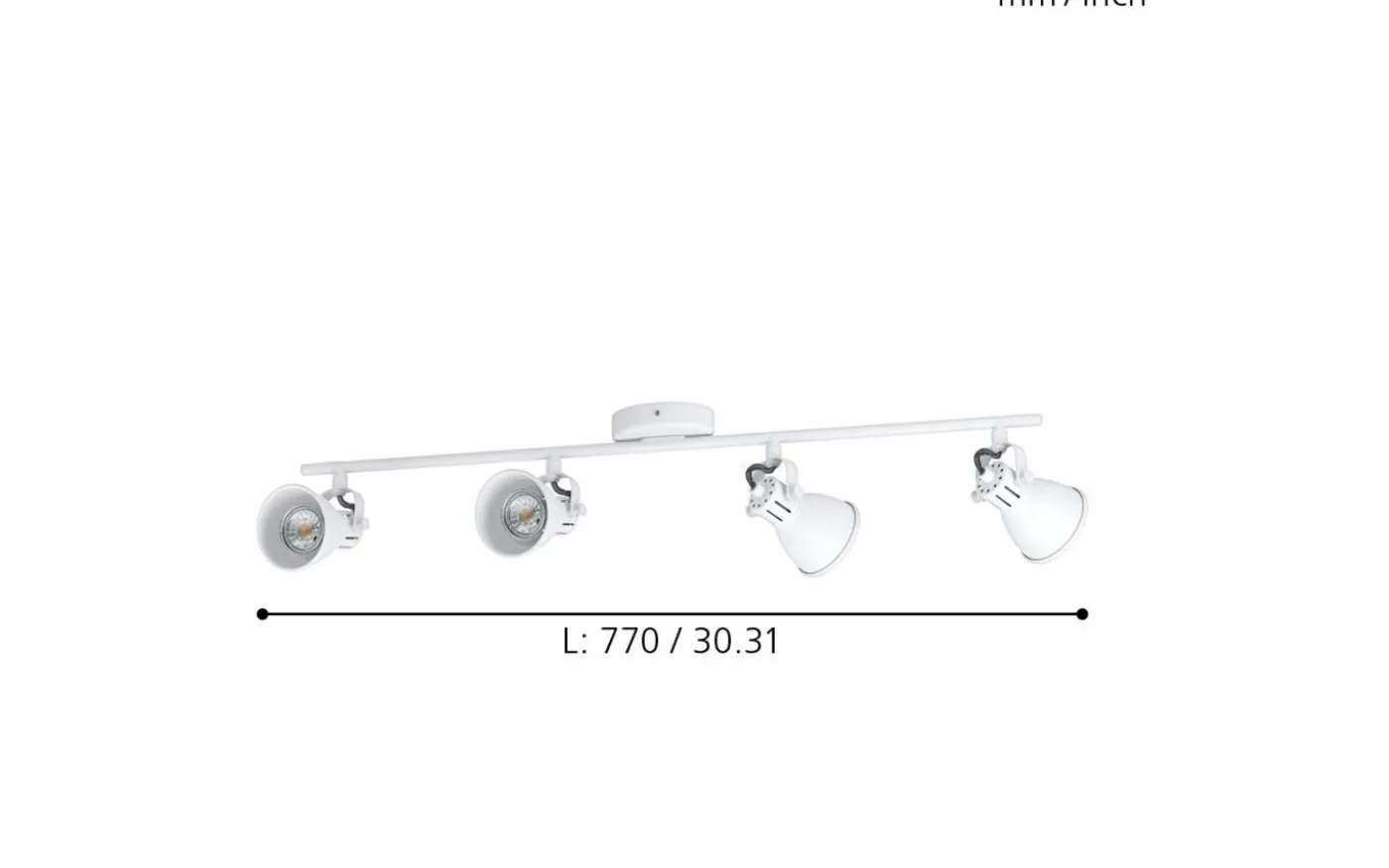 Seras Takspotlight 77cm GU10 LED 3000K 4x3W Vit