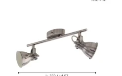 Seras Takspotlight 37cm GU10 LED 3000K 2x3W Antik Nickel