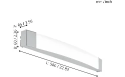Siderno Vägglampa 58cm LED 4000K 16W Krom IP44