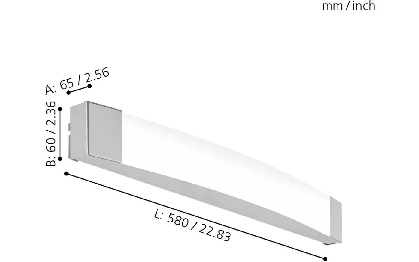 Siderno Vägglampa 58cm LED 4000K 16W Krom IP44