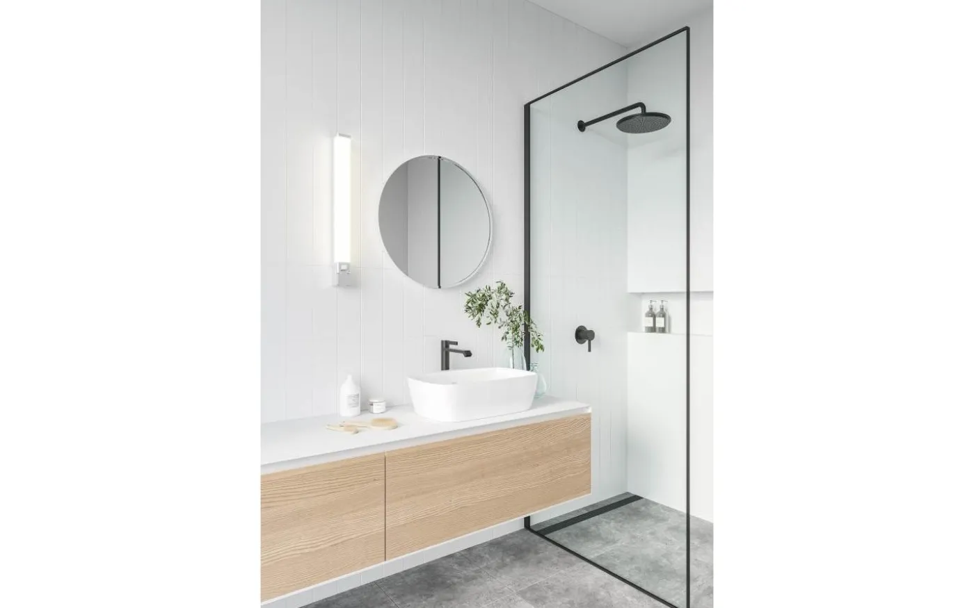 Sjaver Vägglampa med Uttag 3-Steg DIM LED 3000K/4000K 15W Vit IP44