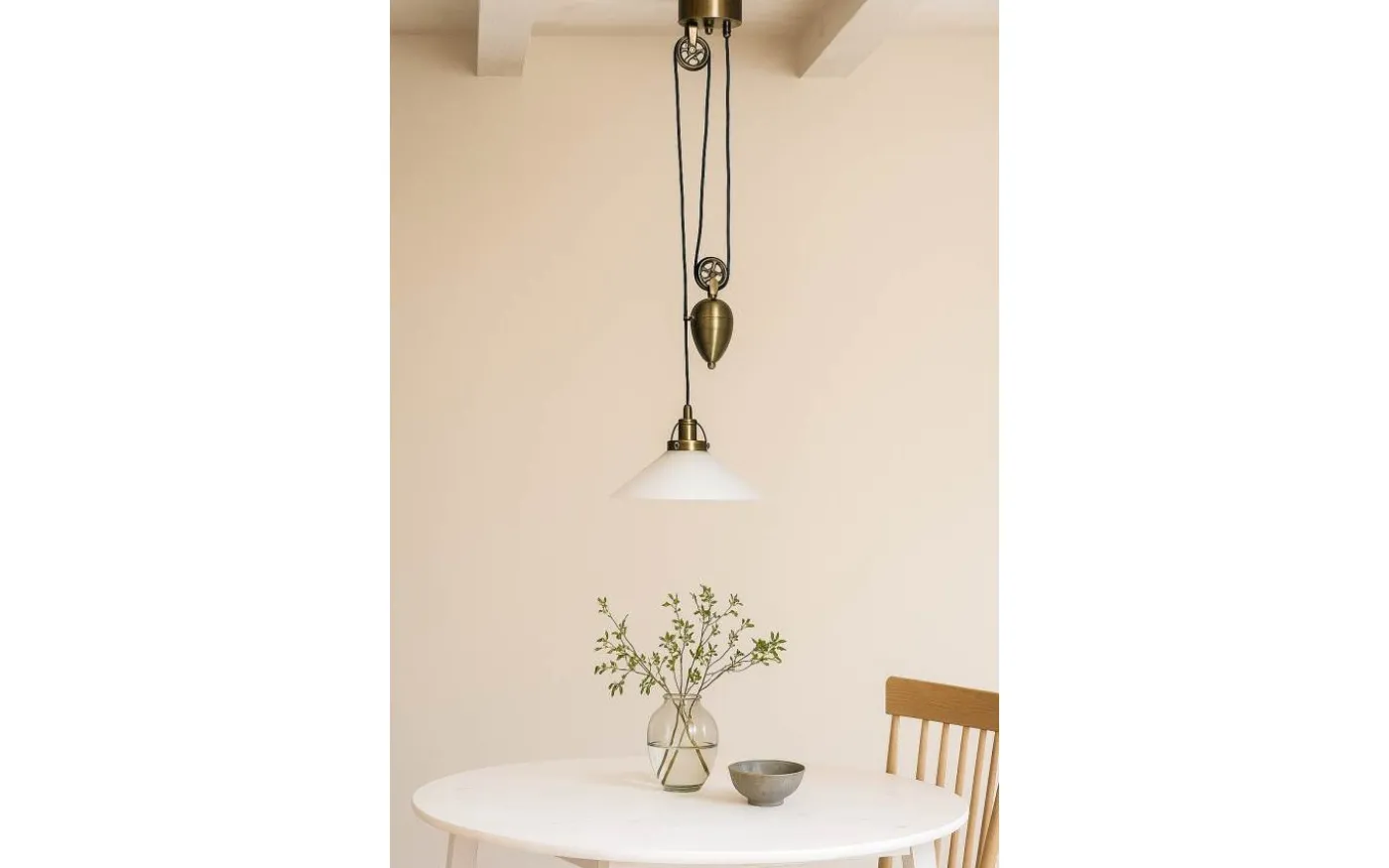 Skomakare Hisslampa 37cm E27 Antik/Vit