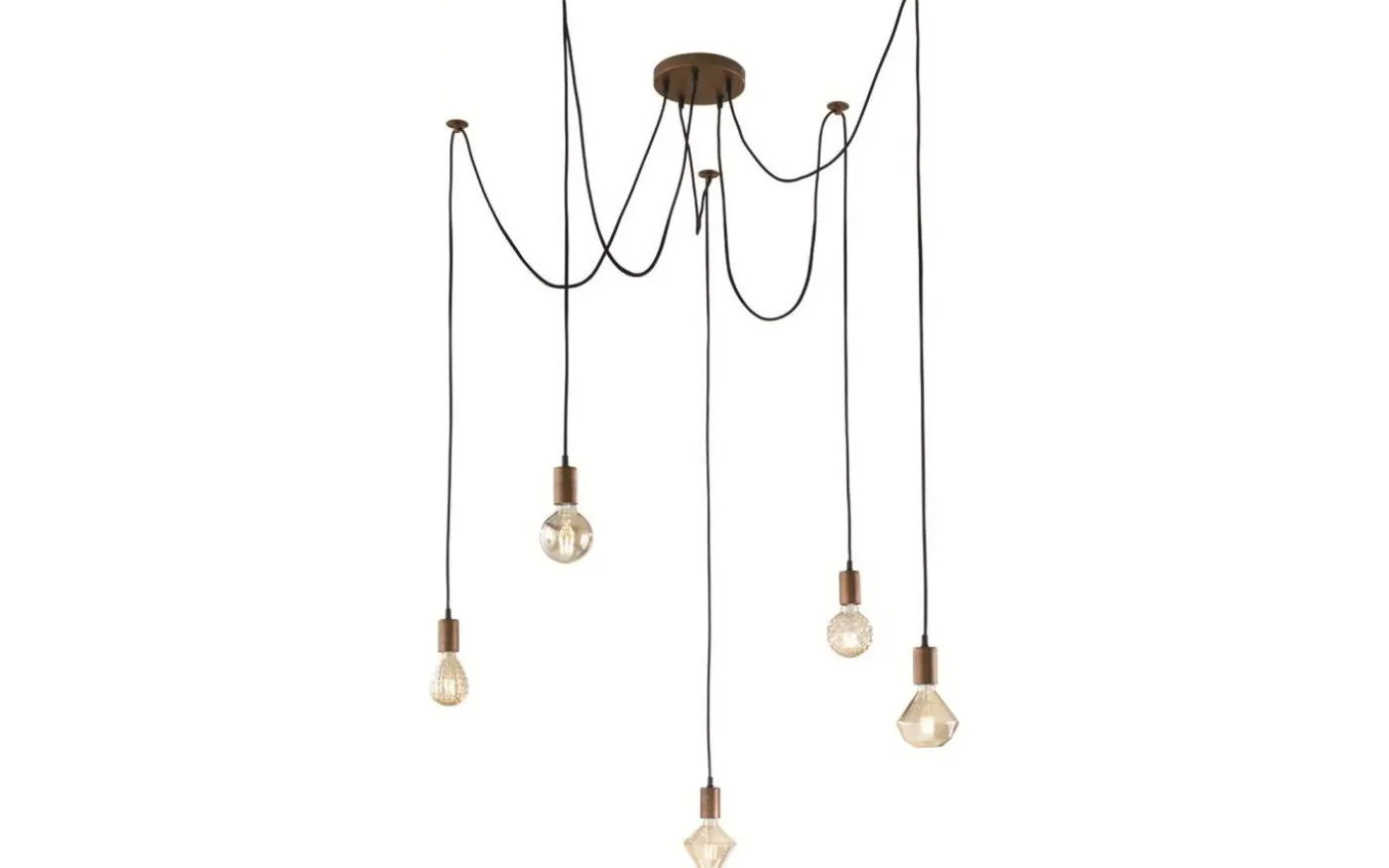 Sladdpendel 5-delat E27 antikkoppar