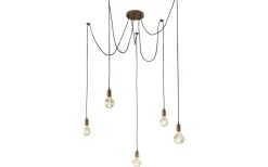 Sladdpendel 5-delat E27 antikkoppar