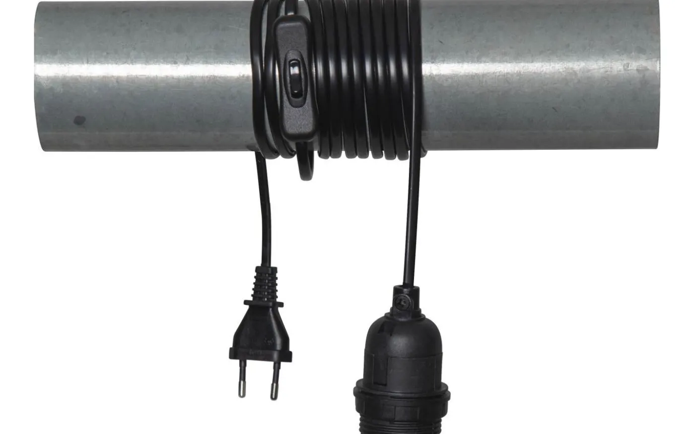 Sladdställ E27 med brytare 3,5m Svart