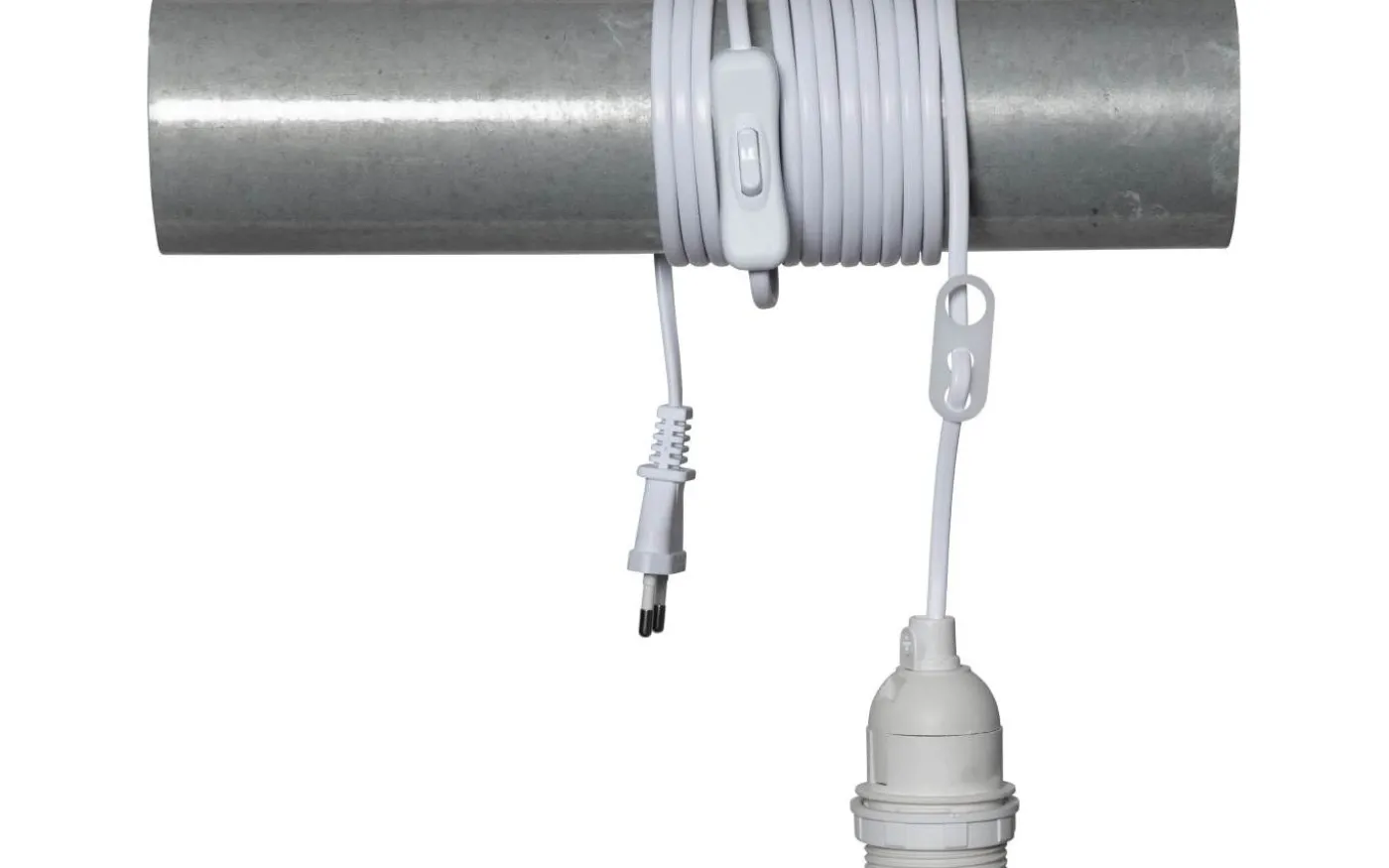 Sladdställ E27 Med Brytare 3,5m Vit