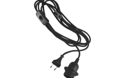 Sladdställ E27 Textil 3,5m med brytare Svart