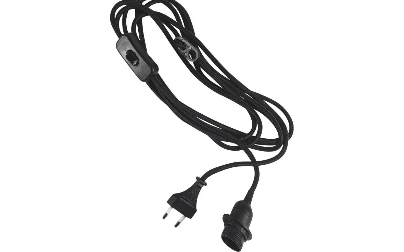 Sladdställ E14 Textil 3,5m med brytare Svart