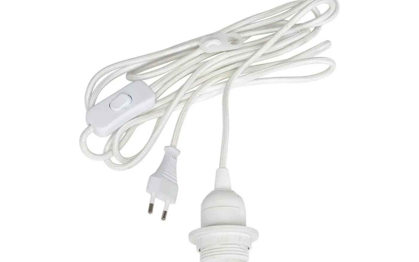 Sladdställ 3,5m E27 med brytare Vit Textil