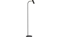 Slender Golvlampa 128cm Svartstruktur/Mässing