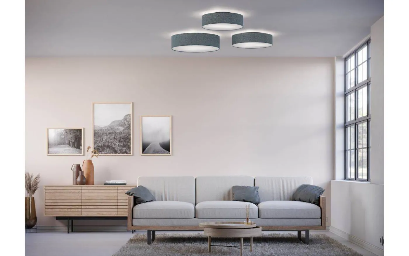 Soft Plafond Ø60 Blå Ull