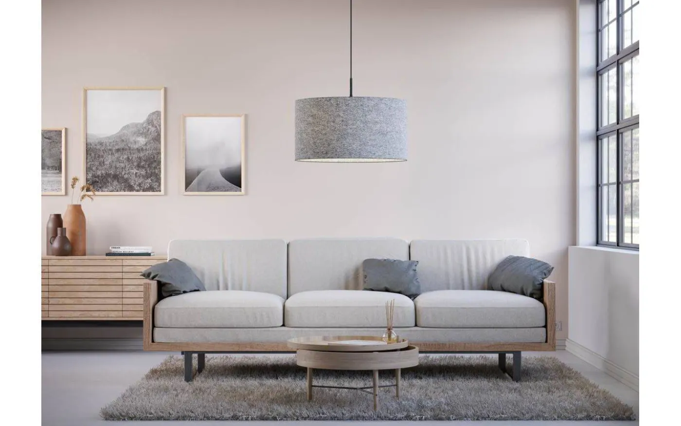 Soft Taklampa Ø57 Grå Ull