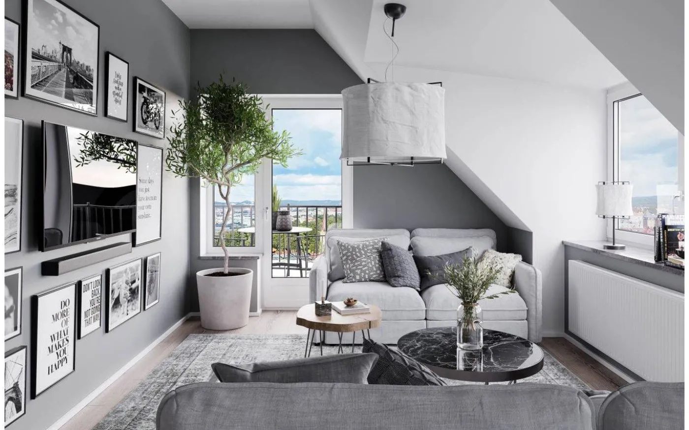 Softy Taklampa Ø60cm Matt Svart/Vit