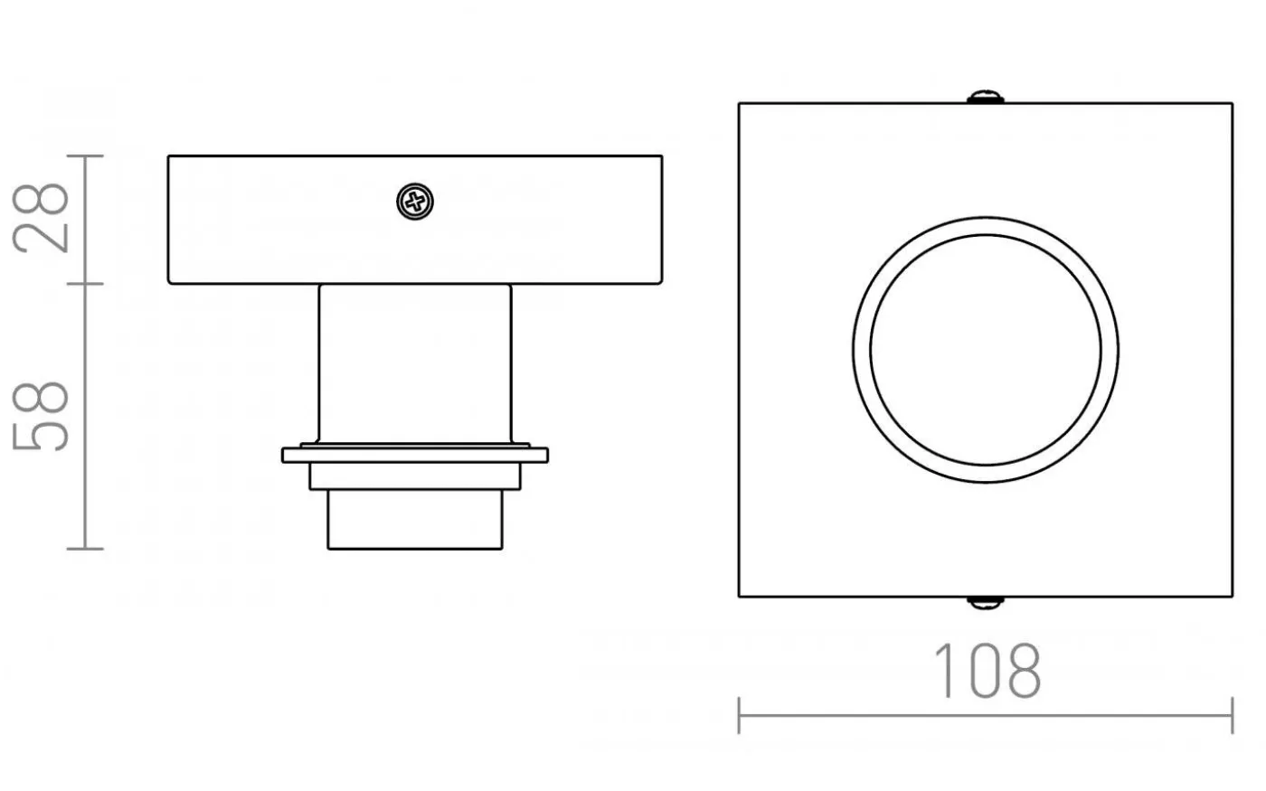 Solo Sq Plafond 11cm Krom