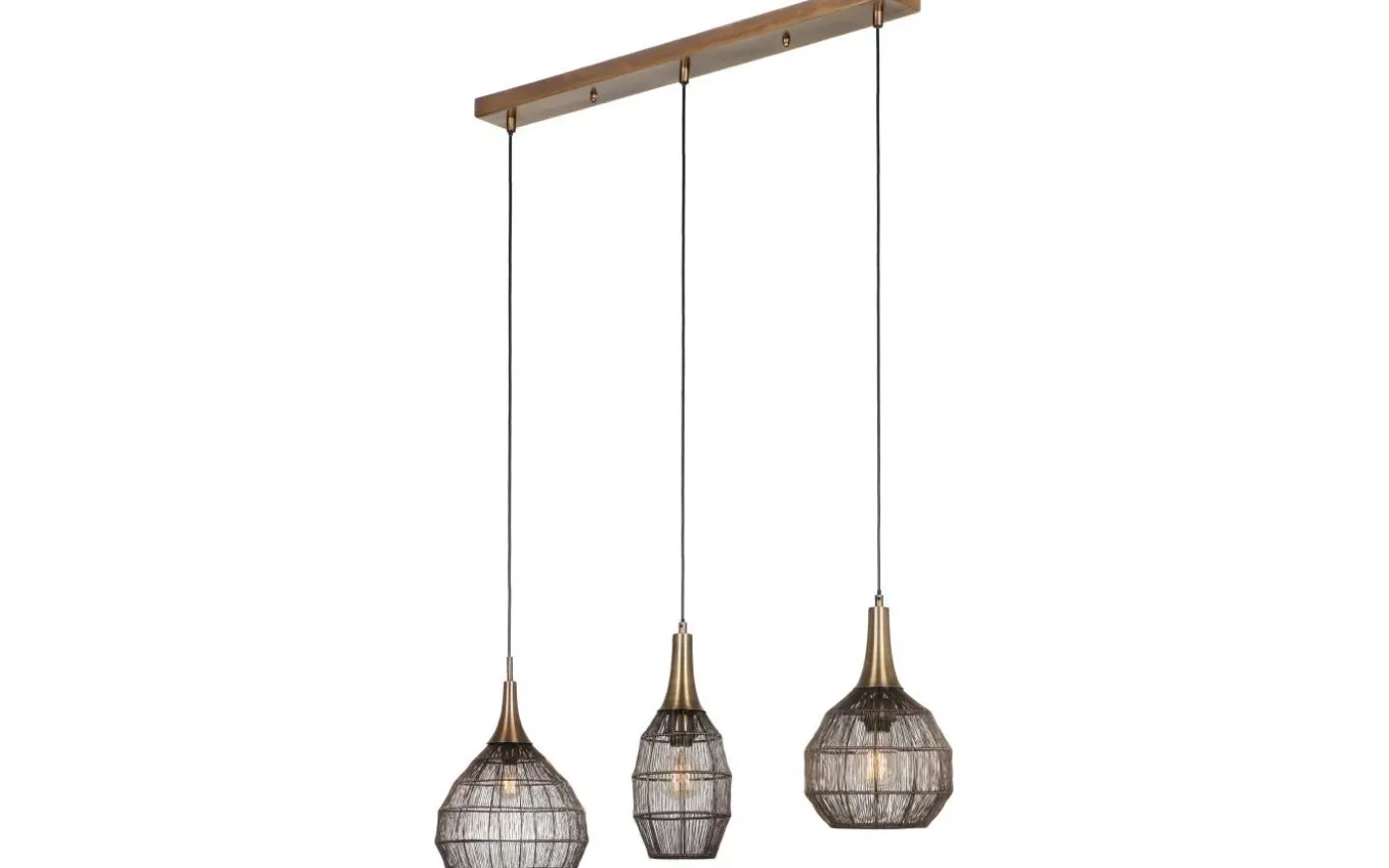 Soraya Takpendel 3-os E27 mattsvart/antikmässing