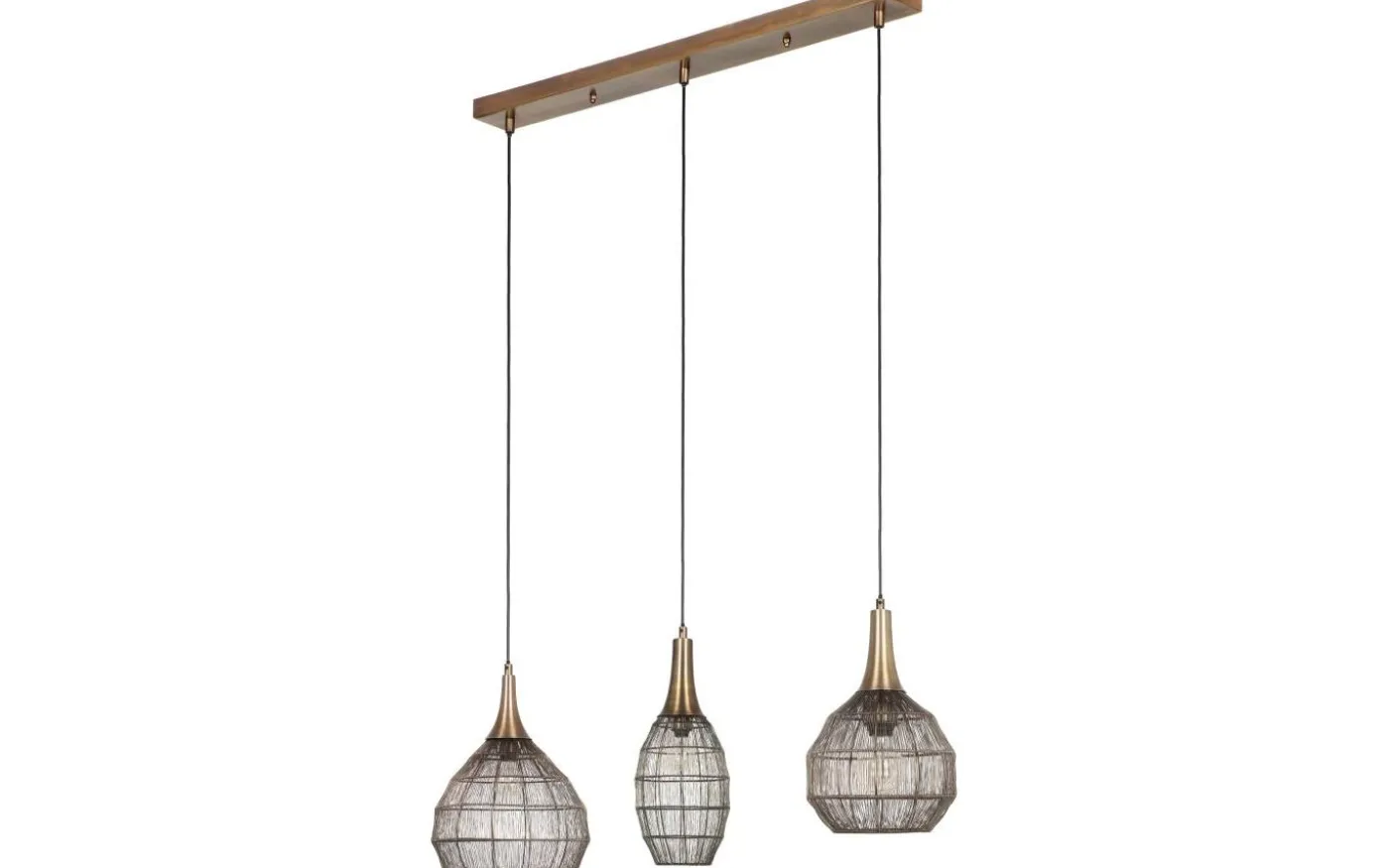 Soraya Takpendel 3-os E27 mattsvart/antikmässing