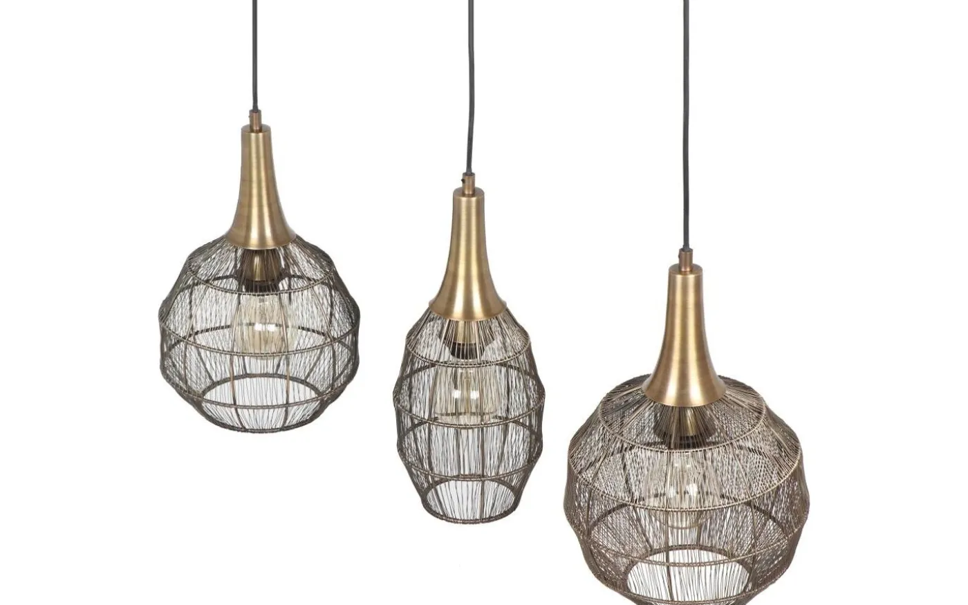 Soraya Takpendel 3-os E27 mattsvart/antikmässing