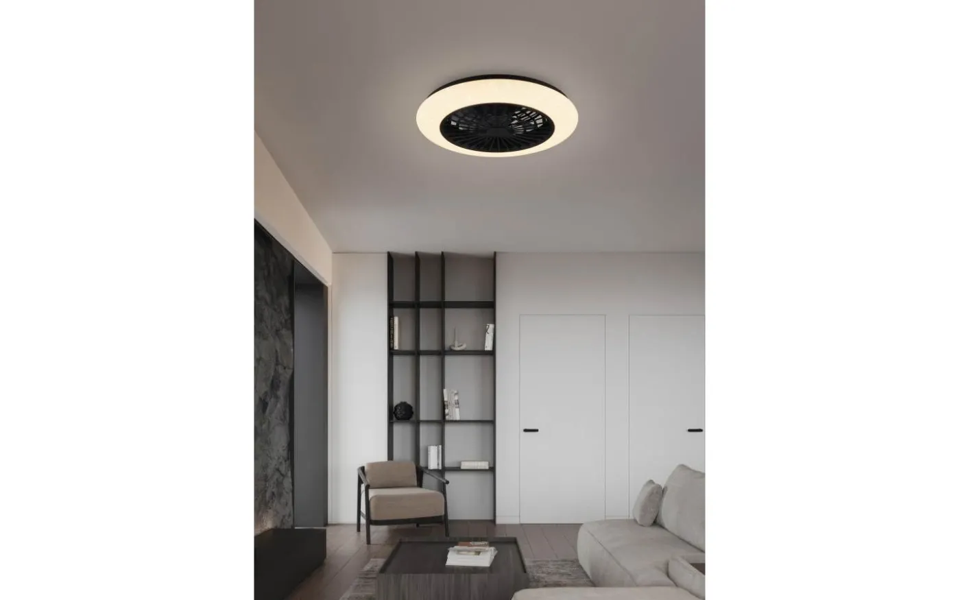 Stralsund Takfläkt 49cm LED mattsvart stjärnljus