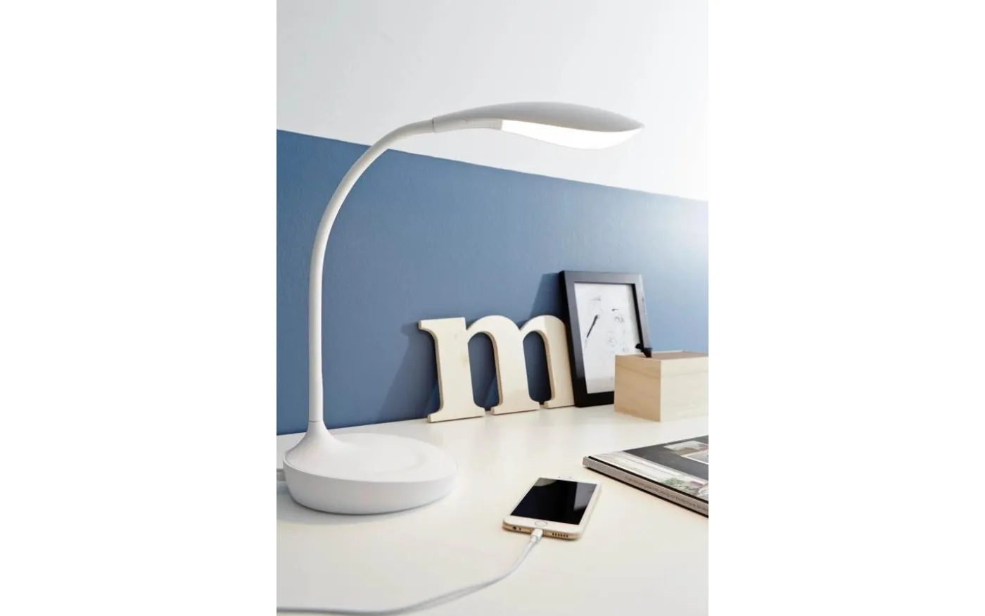 Swan Skrivbordslampa LED USB 45cm Vit