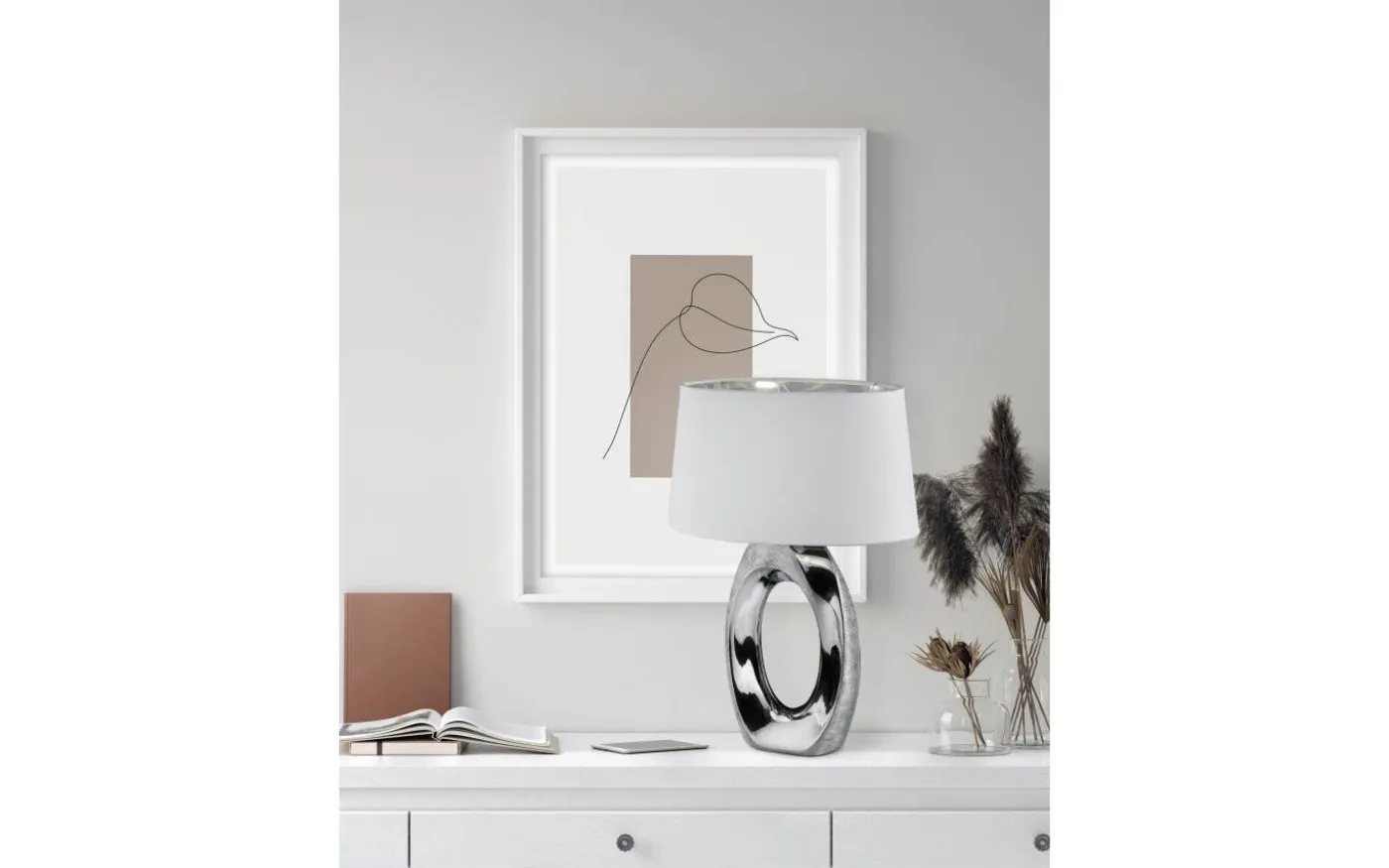 Taba Bordslampa 52cm E27 silver/vit