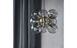 Tage Taklampa Mässing med Rökfärgade Glas