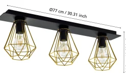 Tarbes Plafond 77cm Svart/Mässing