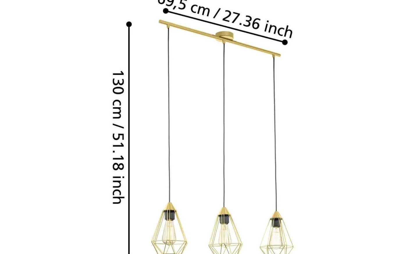 Tarbes Taklampa 80cm Mässing