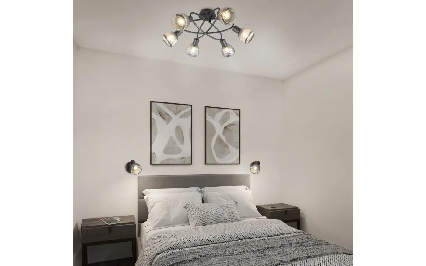 Tarifa Plafond 6-delad E14 mattsvart/förkromad