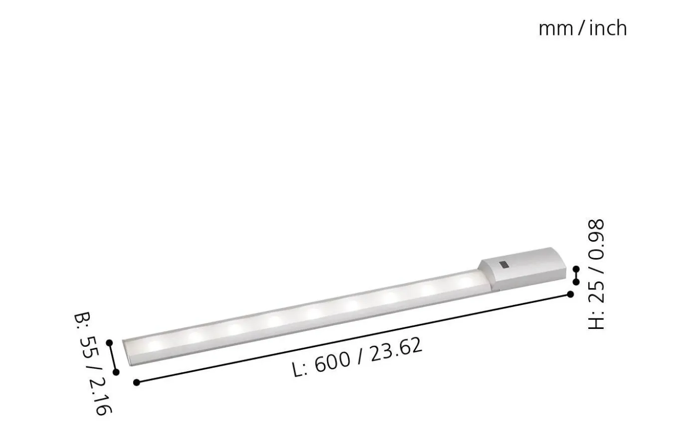 Teya Bänkbelysning 60cm med Rörelsesensor LED 4000K 10W Silver