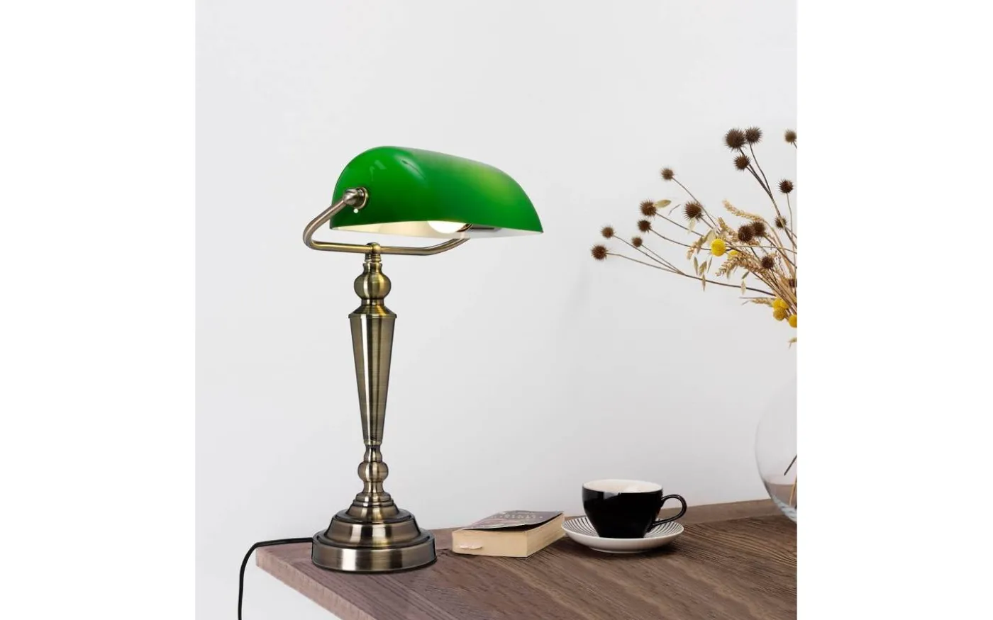 The Banker Bordslampa 41cm Antik/Grön